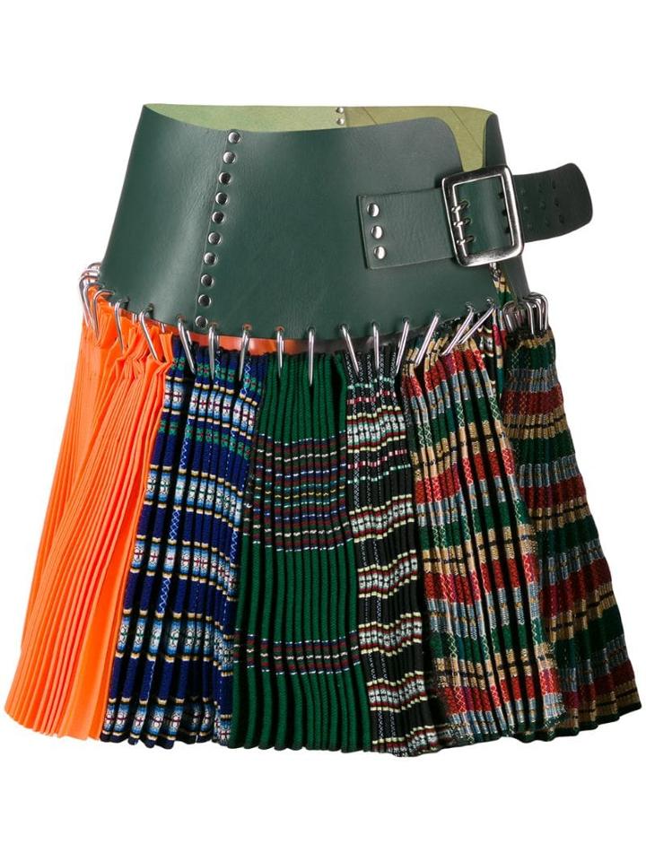 Chopova Lowena Tartan Pleated Mini Skirt - Orange