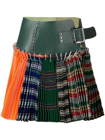 Chopova Lowena Tartan Pleated Mini Skirt - Orange