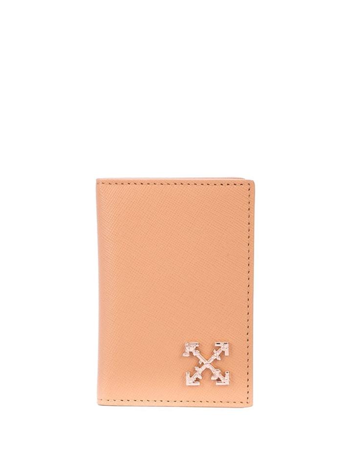 Off-white Silver-tone Logo Plaque Wallet - Brown