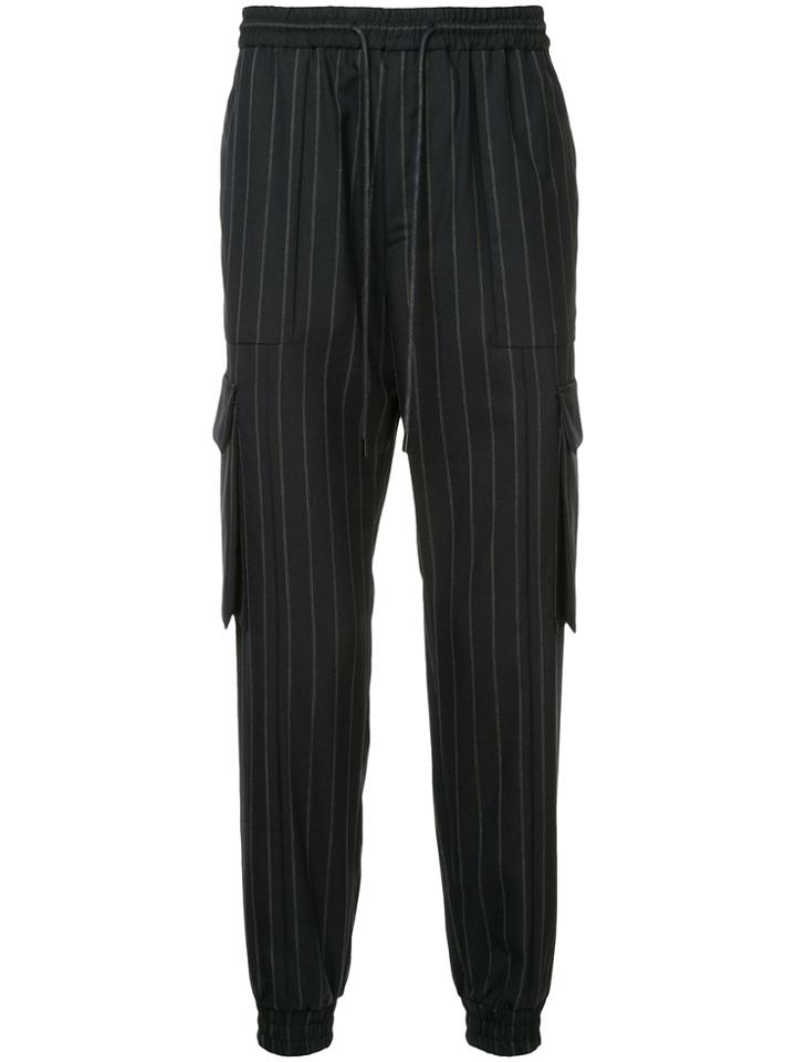 Juun.j Striped Tapered Trousers - Blue