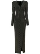 Balmain Long Embellished Dress - Black