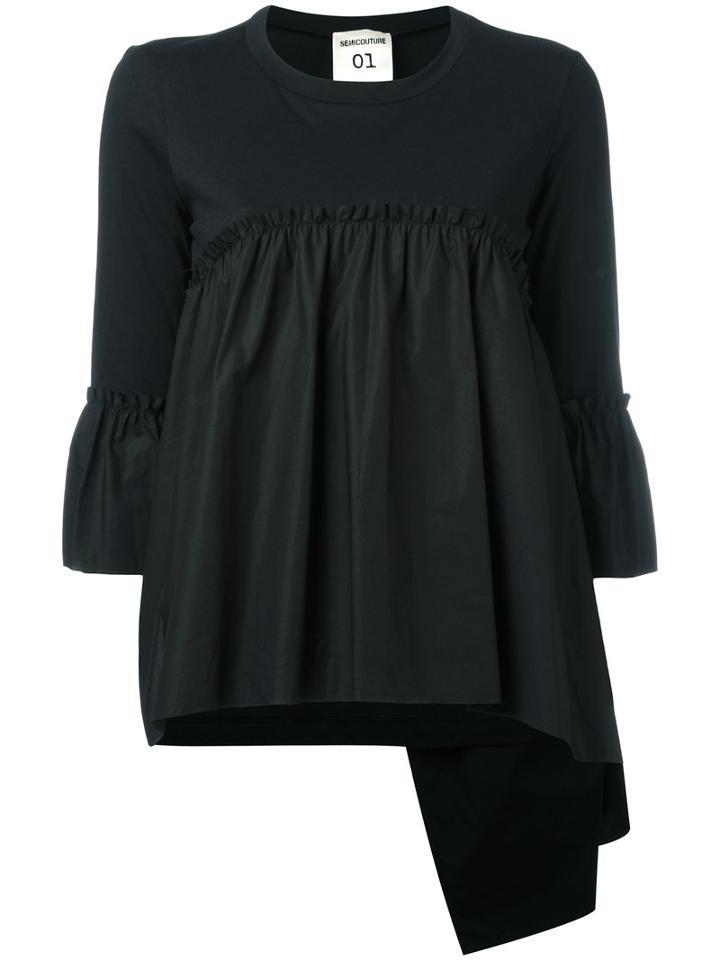Erika Cavallini Asymmetric Peplum Blouse, Women's, Size: 44, Black, Cotton