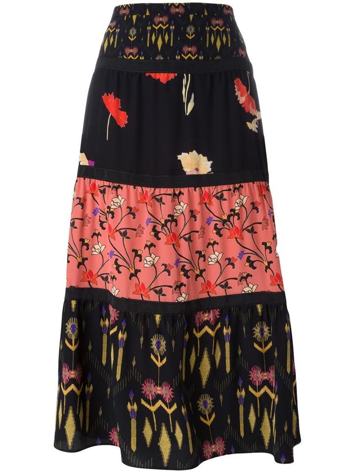 Etro Floral Print A-line Skirt, Women's, Size: 40, Black, Silk/viscose/polyester