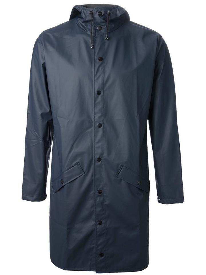 Rains Long Anorak, Men's, Size: Large, Blue, Polyethylene/polyurethane