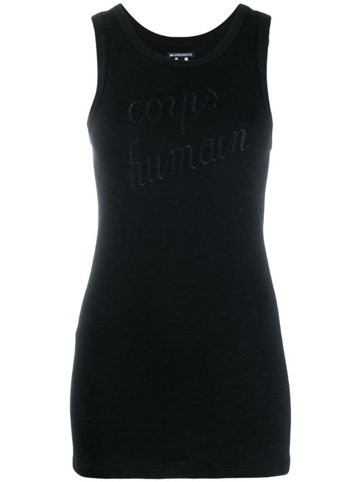 Ann Demeulemeester Embroidered Tank Top - Black