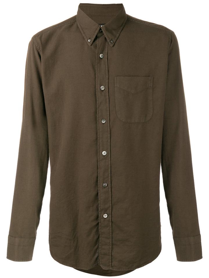 Tom Ford Classic Slim Fit Shirt, Men's, Size: 41, Green, Cotton/cashmere
