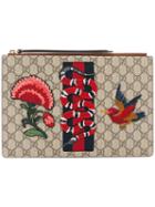 Gucci - Gg Supreme Kingsnake Embellished Clutch - Women - Leather/cotton/polyurethane - One Size, Brown, Leather/cotton/polyurethane
