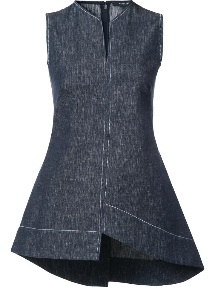 Derek Lam Asymmetrical Sleeveless V-neck Top - Blue