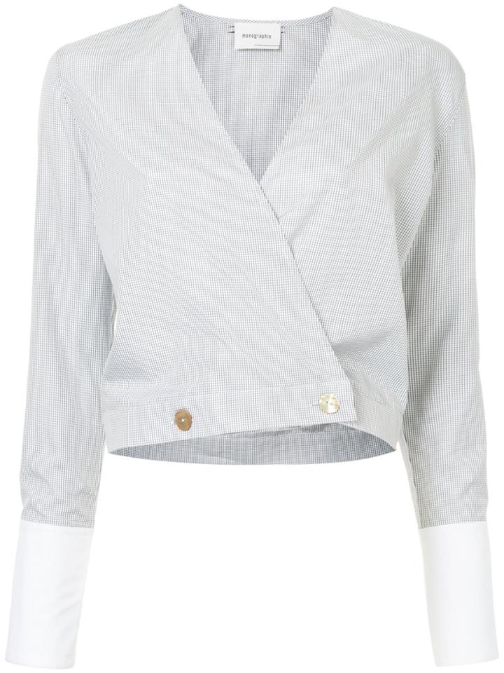 Monographie Cropped Wrap Jacket - White