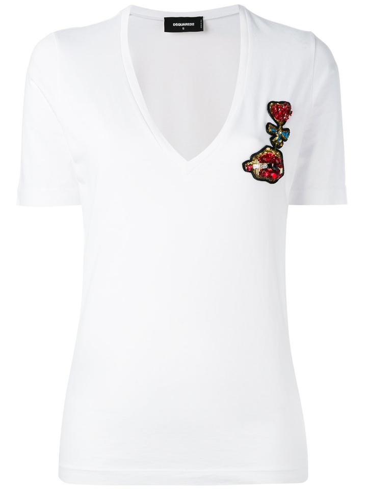 Dsquared2 - Appliqué T-shirt - Women - Cotton - M, Women's, White, Cotton
