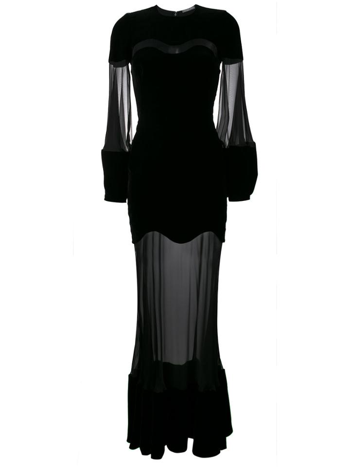 Alexander Mcqueen Sheer Inserts Gown - Black