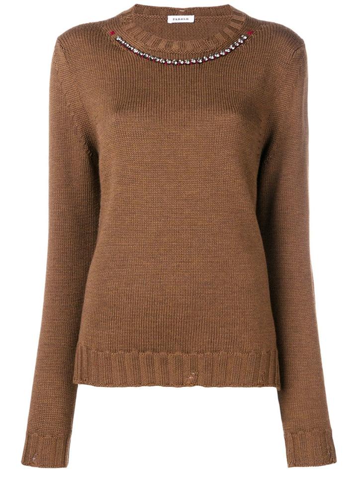 P.a.r.o.s.h. Crystal Embellished Sweater - Brown