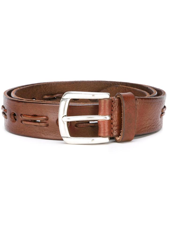 Eleventy Lace Detail Buckle Belt, Men's, Size: 90, Brown, Leather