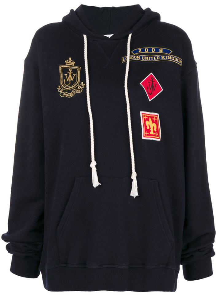 Jw Anderson University Patches Hoodie - Blue
