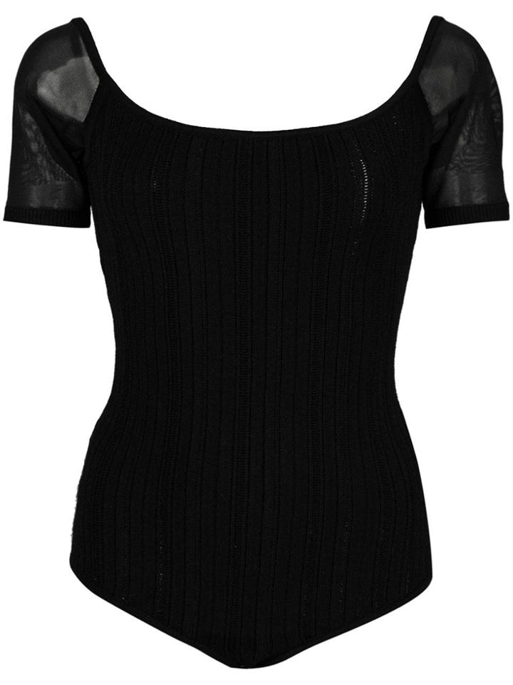 Cushnie Ribbed Knit Bodysuit - Black