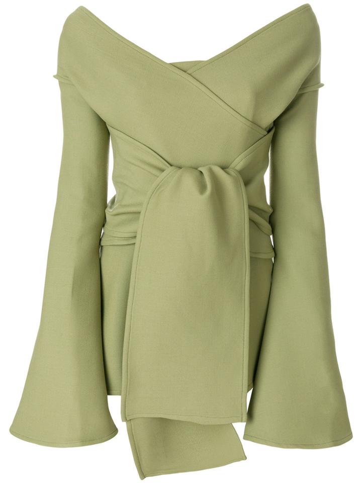 Beaufille Off The Shoulder Tie Waist Blouse - Green