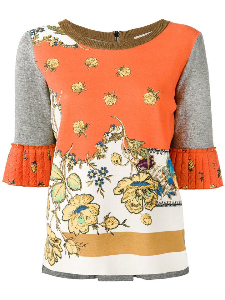 Etro Floral Print Sweatshirt, Women's, Size: 44, Yellow/orange, Viscose/cotton/linen/flax/polyester