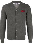 Comme Des Garçons Play Double Emblem Cardigan - Grey