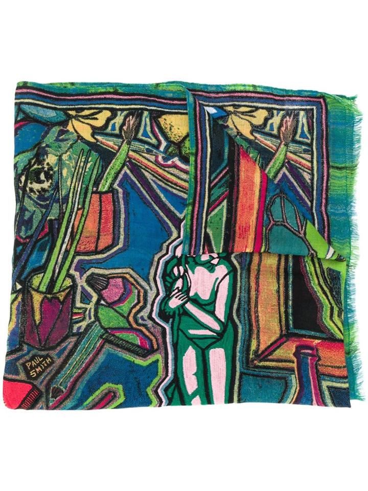 Paul Smith Graphic Print Scarf - Green
