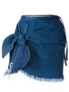 Marques'almeida Knot Detail Denim Skirt, Women's, Size: 6, Blue, Cotton