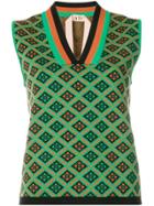 No21 Jacquard Knit Sleeveless Top - Green