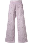 Tu Es Mon Trésor Embellished Wide Jeans - Purple