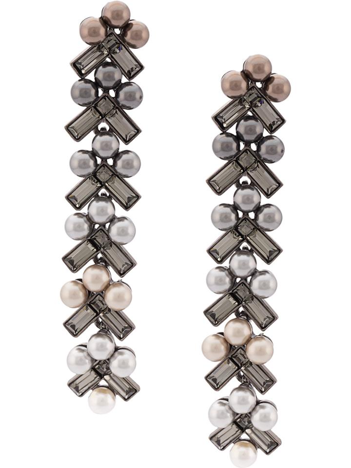 Oscar De La Renta Embellished Drop Earrings - Grey