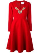 Stefano De Lellis Embellished V-neck Dress, Women's, Size: 46, Red, Polyester/spandex/elastane