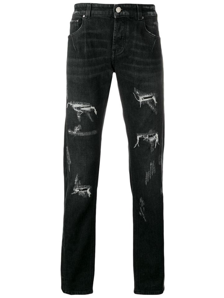 Les Hommes Slim Distressed Jeans - Black