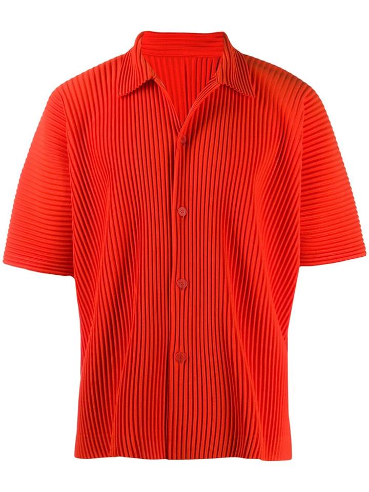 Homme Plissé Issey Miyake Pleated Short-sleeved Shirt - Red