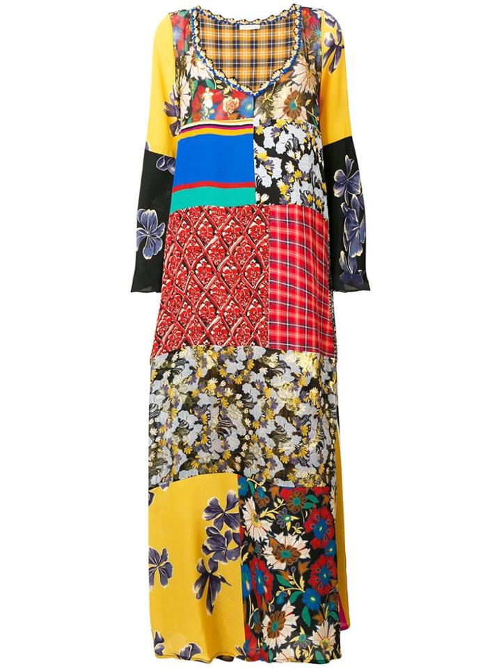 Anjuna Patchwork Flared Maxi Dress - Yellow