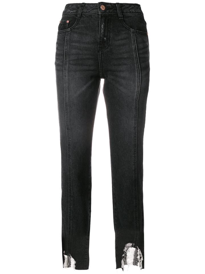 Sjyp Destroyed Hem Jeans - Black