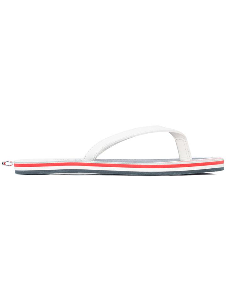 Thom Browne Signature Stripes Flat Sandals - White