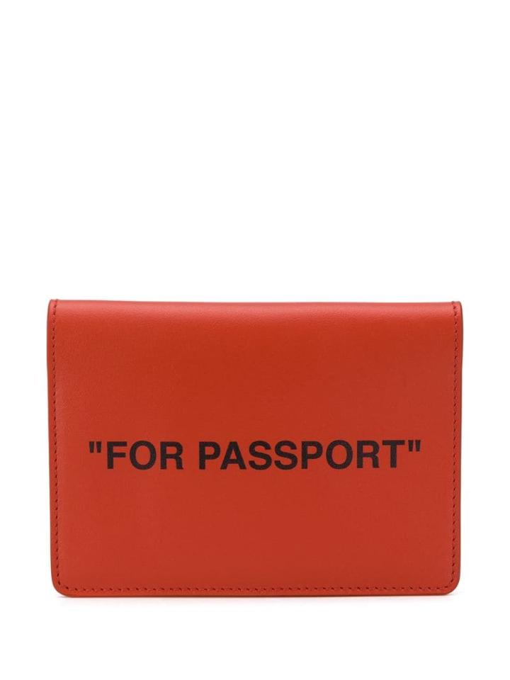 Off-white Slogan Print Passport Holder - Orange