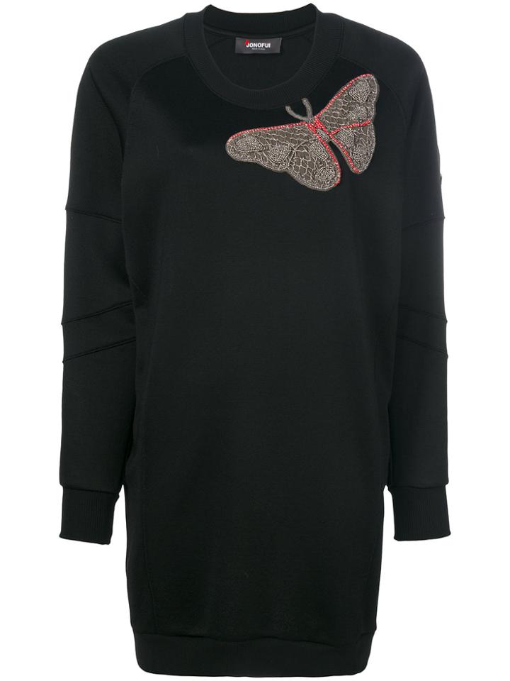 Jo No Fui Butterfly Embroidered Knitted Dress - Black