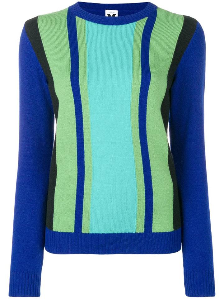 M Missoni Striped Knit Sweater - Blue