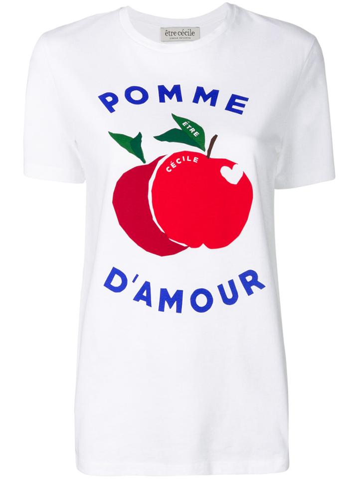 Être Cécile Apple Print T-shirt - White