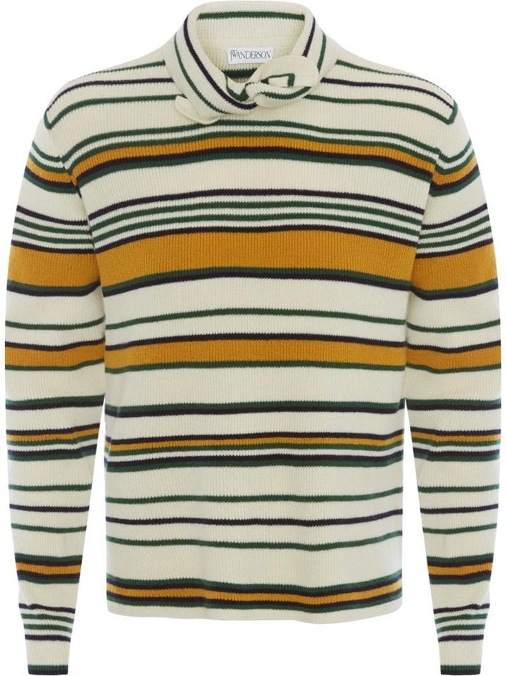 Jw Anderson Tie Collar Striped Jumper - Yellow