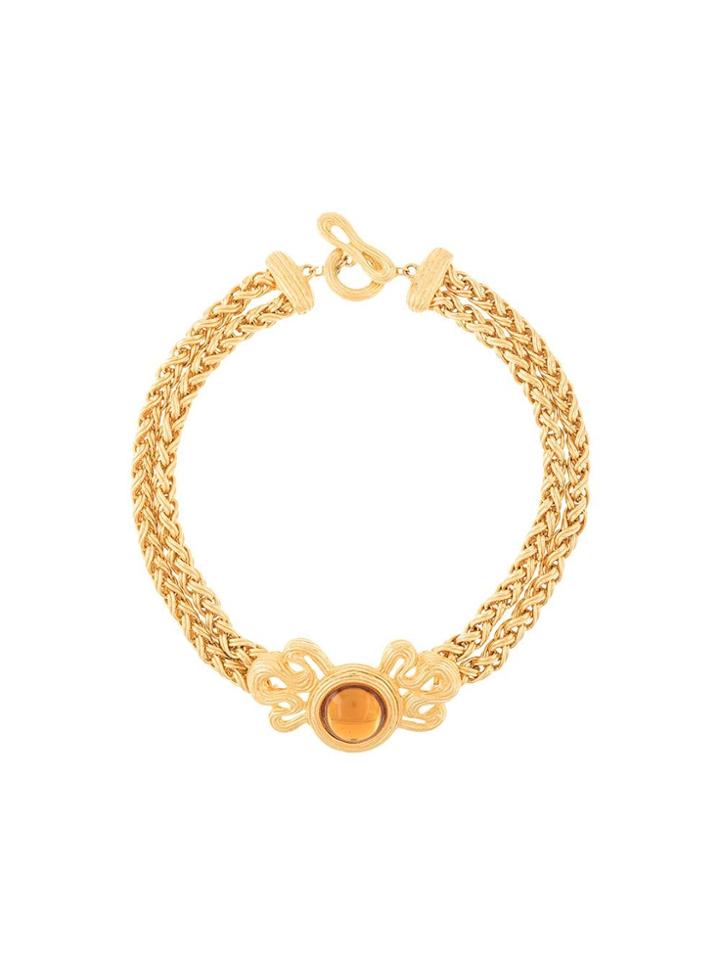 Givenchy Pre-owned Double Chain Stone Necklace - Gold