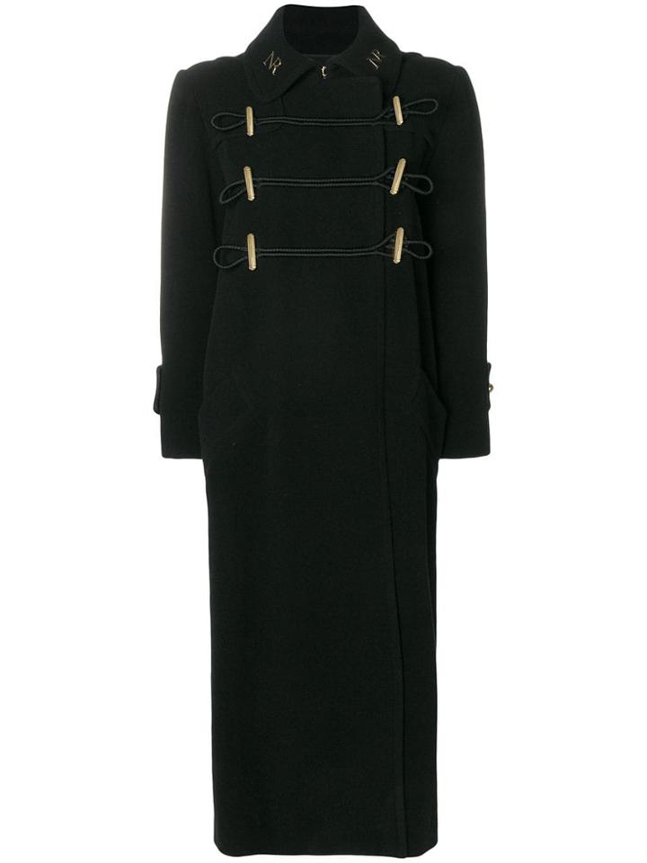Nina Ricci Long Monogram Collar Coat - Black