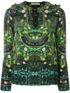 Piccione. Piccione Patterned Frill Blouse - Green