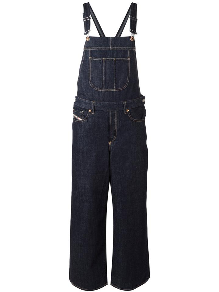 Diesel Wide Leg Dungarees, Women's, Size: Small, Blue, Cotton