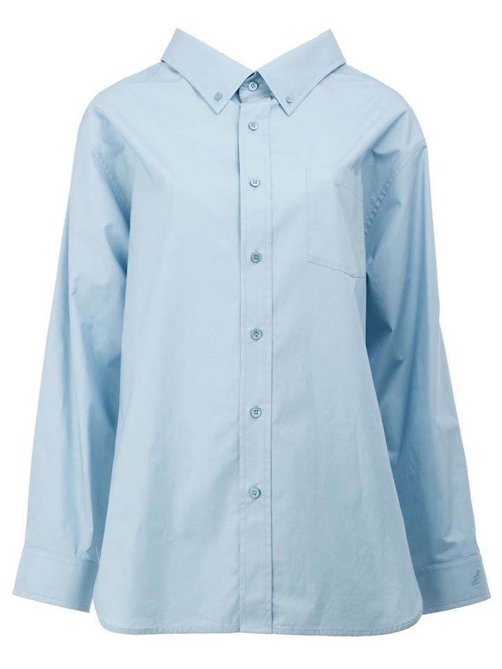Balenciaga Oversized Collar Shirt, Women's, Size: 34, Blue, Cotton/polyester