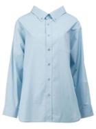 Balenciaga Oversized Collar Shirt, Women's, Size: 34, Blue, Cotton/polyester