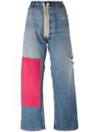 Off-white Contrast Patch Boyfriend Jeans, Women's, Size: 29, Blue, Cotton