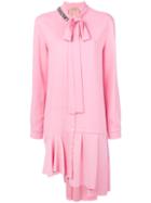 No21 - Asymmetric Shirt Dress - Women - Silk/spandex/elastane/viscose/glass - 42, Pink/purple, Silk/spandex/elastane/viscose/glass