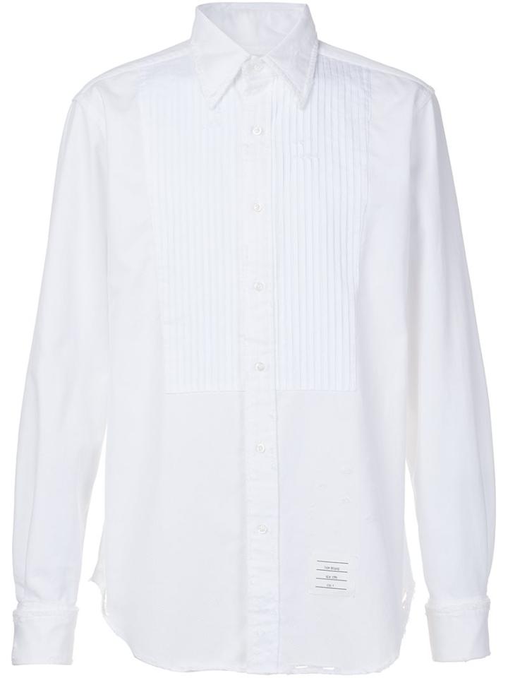 Thom Browne Pleated Front Shirt, Men's, Size: 2, White, Cotton