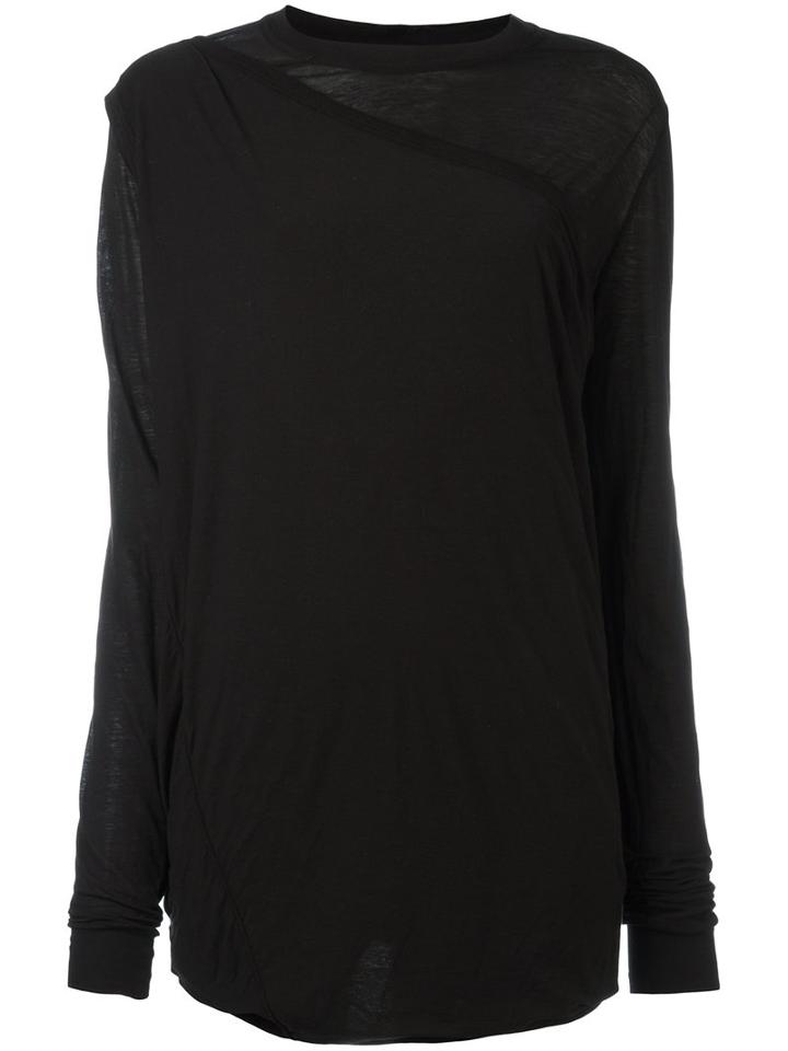 Rick Owens Drkshdw Gathered Overlay Top, Women's, Size: Large, Black, Cotton