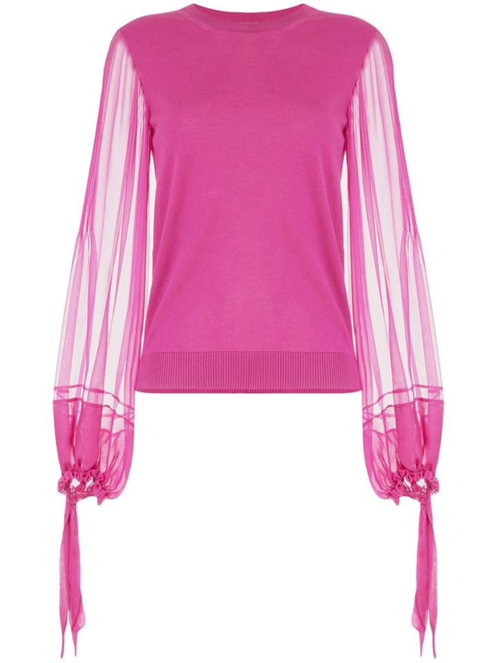 Nº21 Tulle Sleeve Knitted Top - Purple