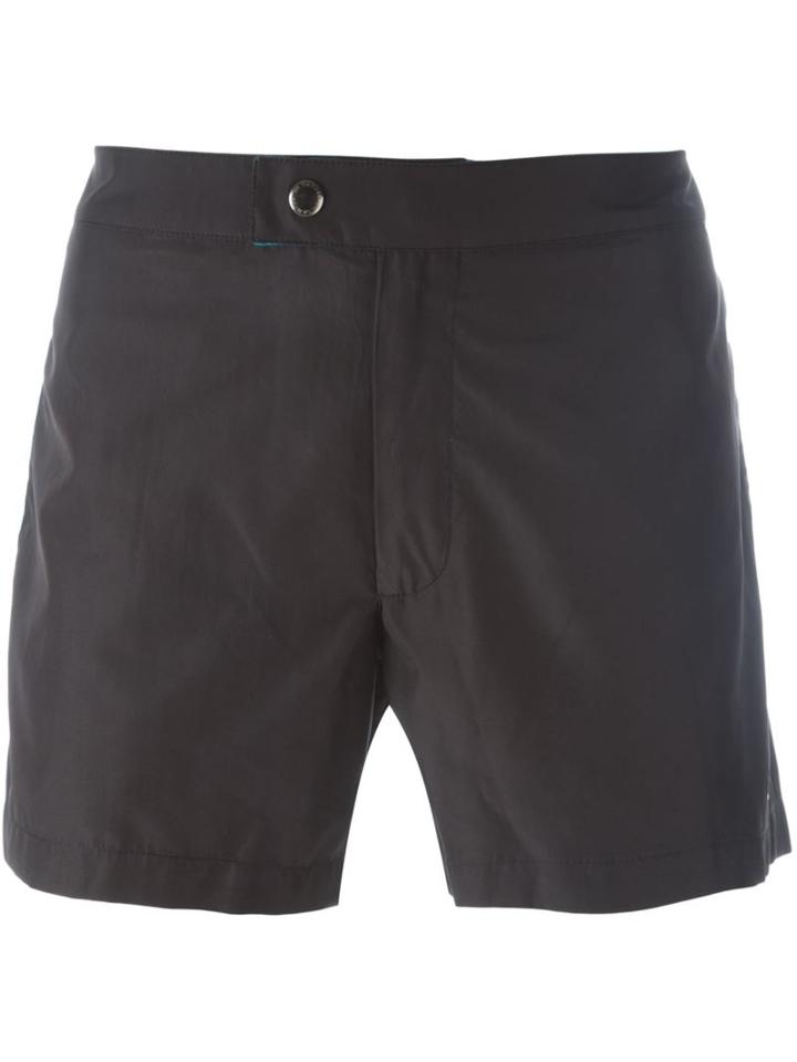 Jil Sander Lateral Striped Swim Shorts, Men's, Size: Small, Black, Polyester